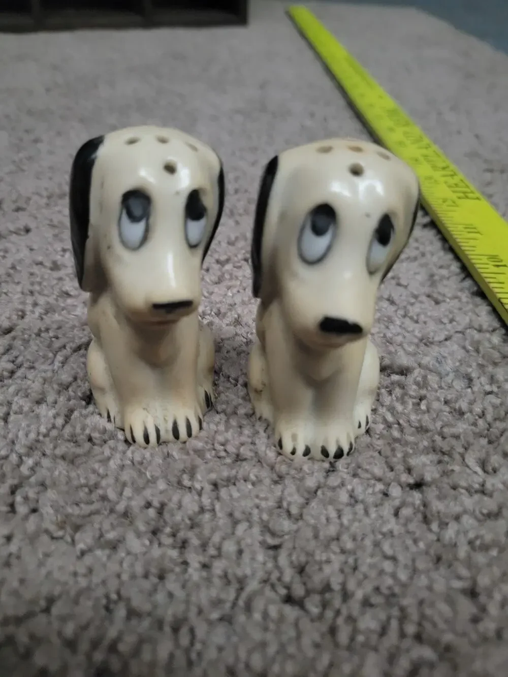 Vintage Old Animated Sad Puppy Dogs Salt & Pepper Shakers Japan